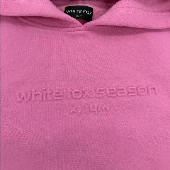 White Fox Pink Hoodie “White Fox Season” Embossed Logo Size S/M Oversized - Picture 4 of 10
